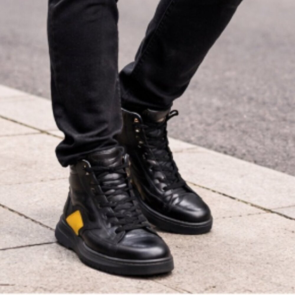 Prada Sport High Top Black Leather Sneakers